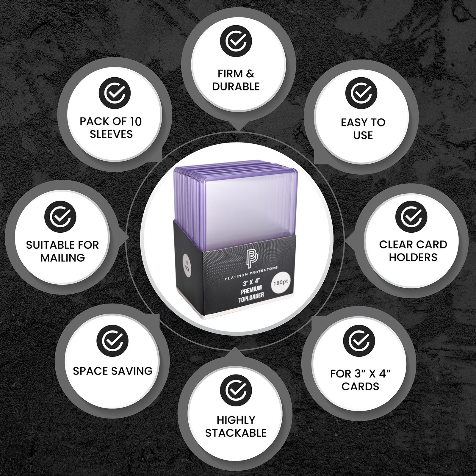 500 – 180pt Top Loaders Full Case Platinum Protectors Premium Thick Toploaders