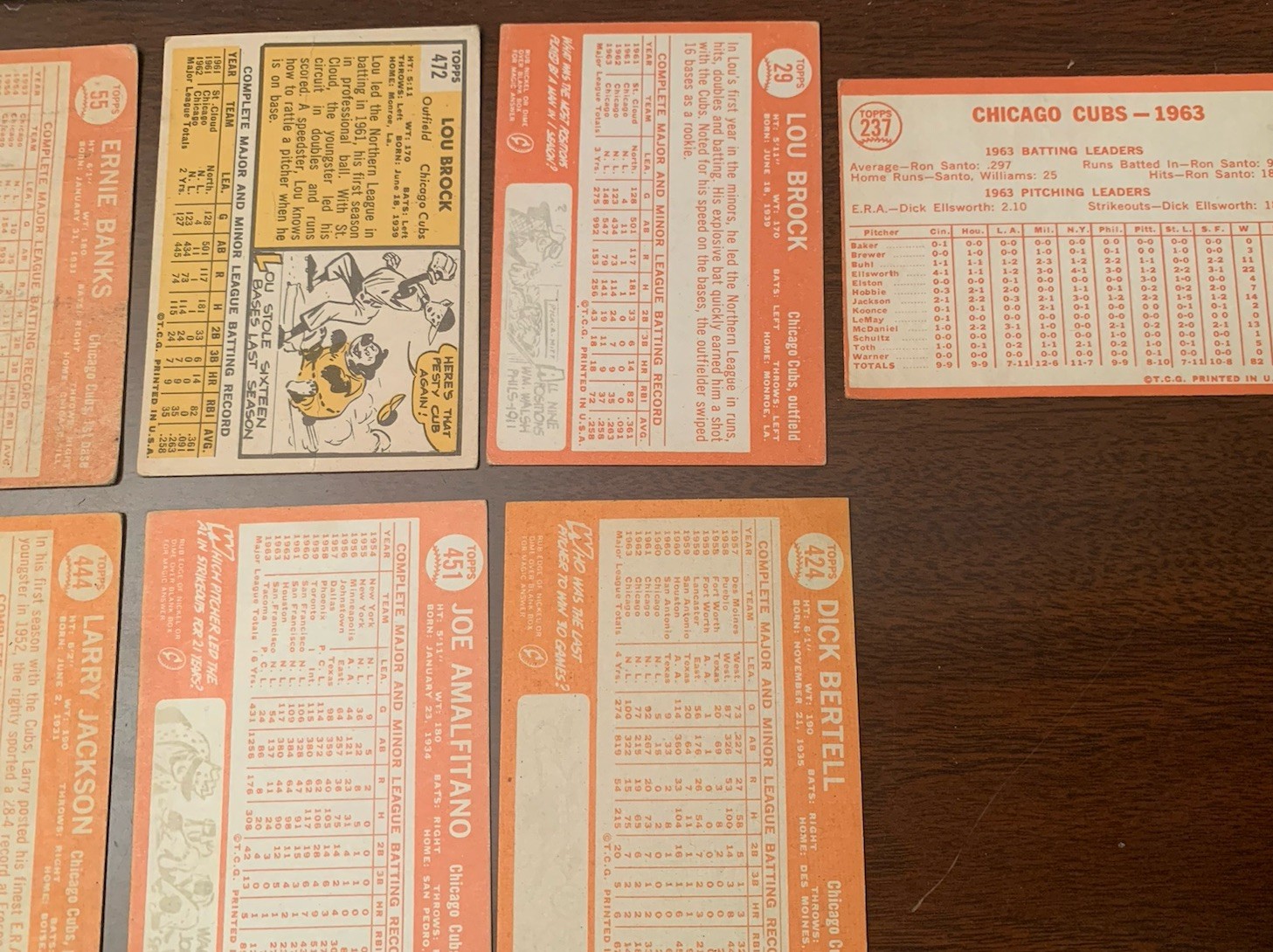 1963–1966 Topps MLB Baseball Chicago Cubs (11) CARDS/Stars/Ernie Banks/Lou Brock