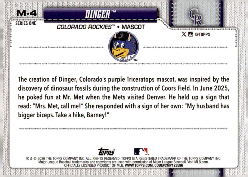 2026 Topps #M-4 Dinger Mascots