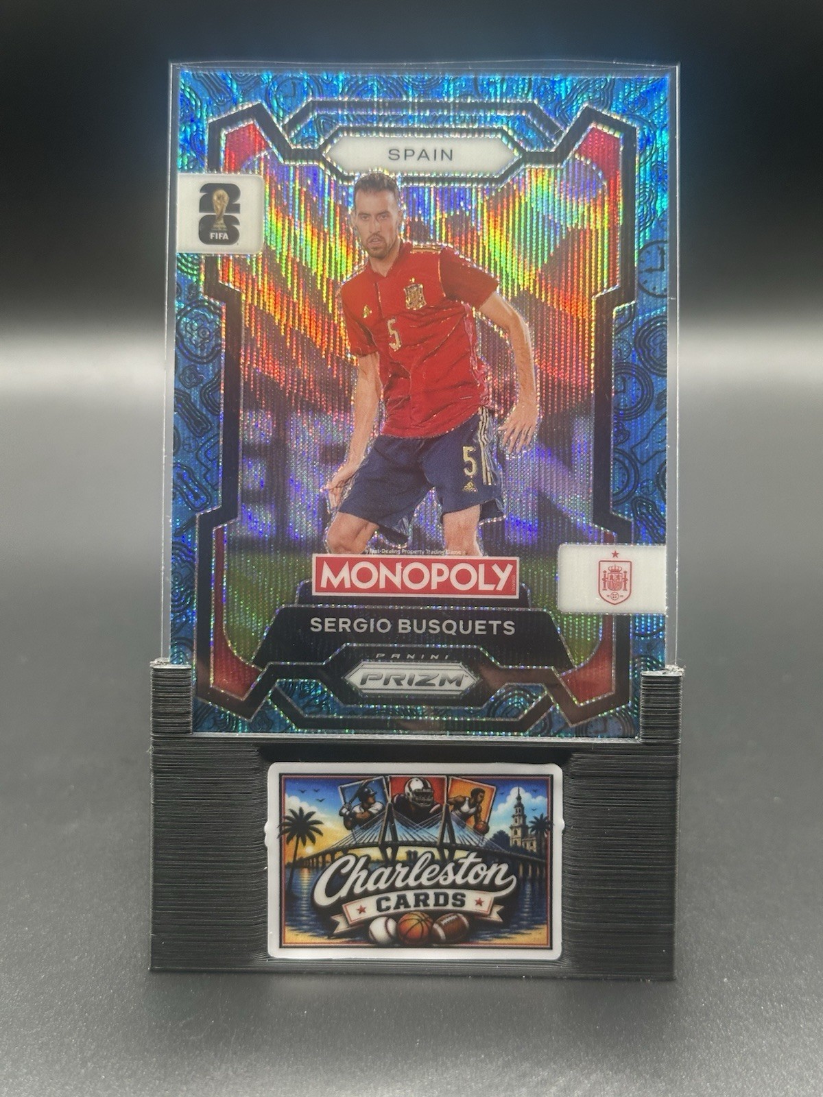 2026 Panini Prizm Monopoly World Cup #45 Sergio Busquets Blue Wave Prizm