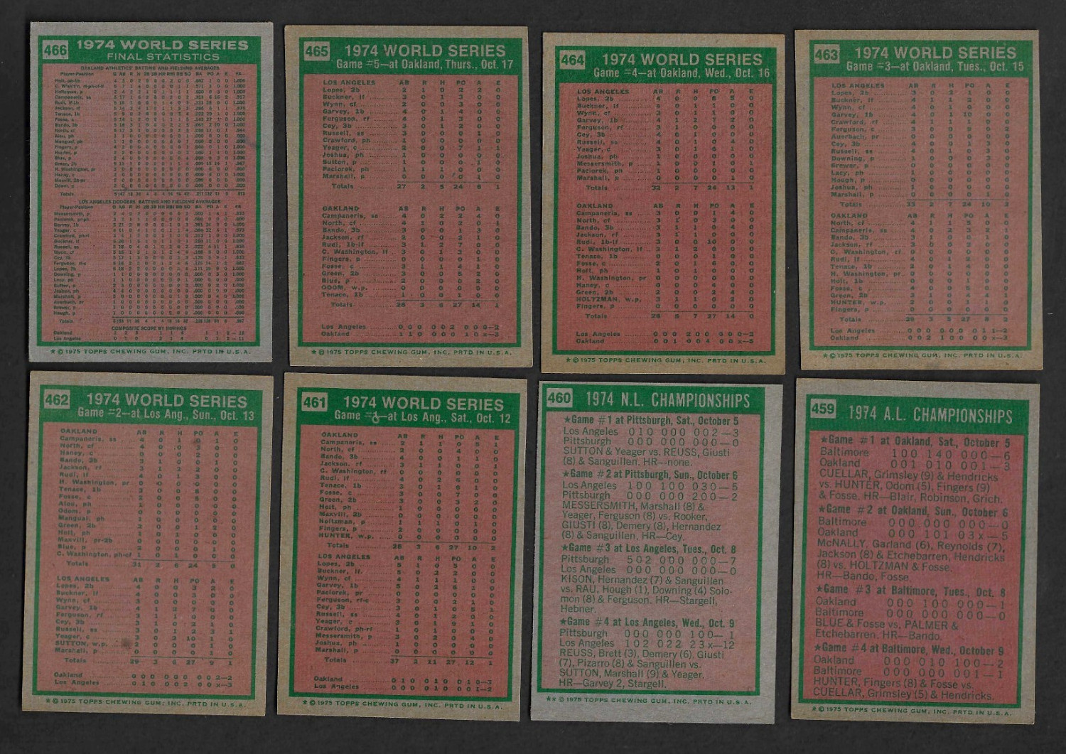 1975 Topps Baseball – WORLD SERIES, CHAMPIONSHIPS “U Pick” (With photos) Ex/Ex+