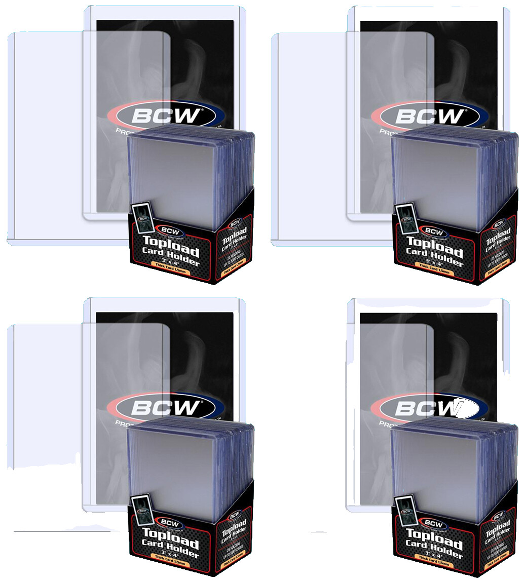 100 BCW 59pt 1.5mm Thick Toploaders Trading Card Sports Topload Rigid PVC Case