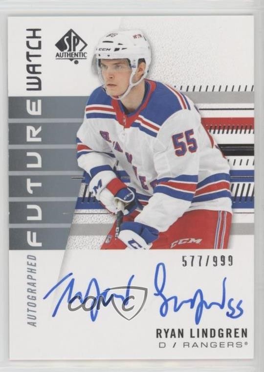 2019 SP Authentic Future Watch Rookies 577/999 Ryan Lindgren Rookie Auto RC 05cr
