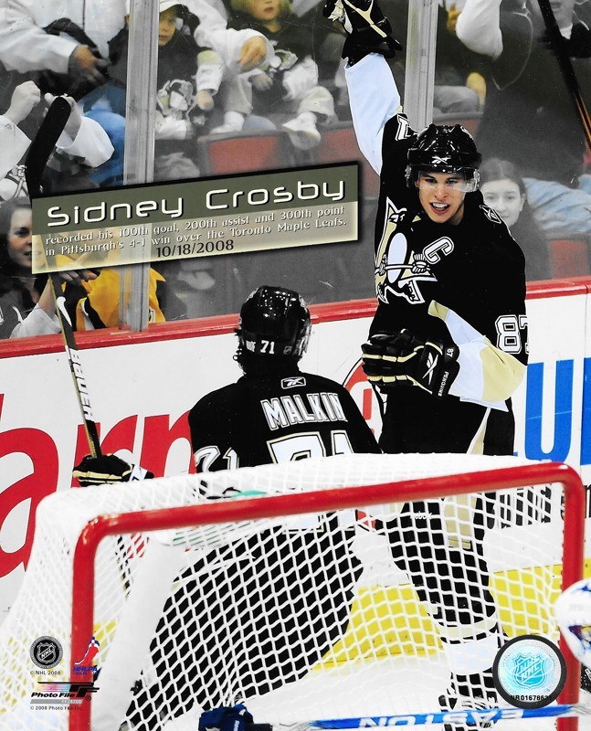 2008 Sydney Crosby 100th Goal 200 Assist 300th Point NHL 8 X 10 Photo
