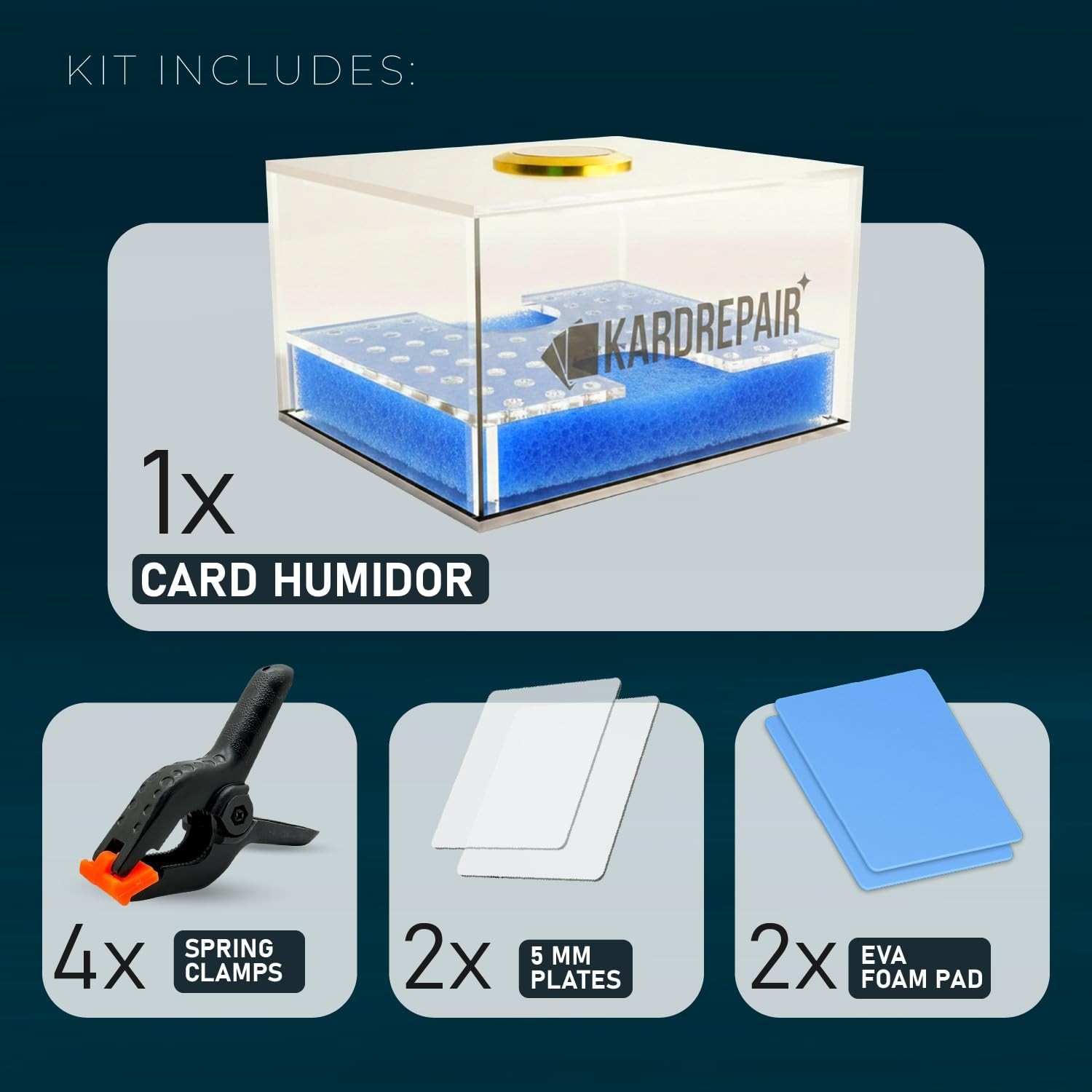 TCG Humidor Repair Kit Includes 2 Acrylic Flattening Plates & 4 Spring Clamp…