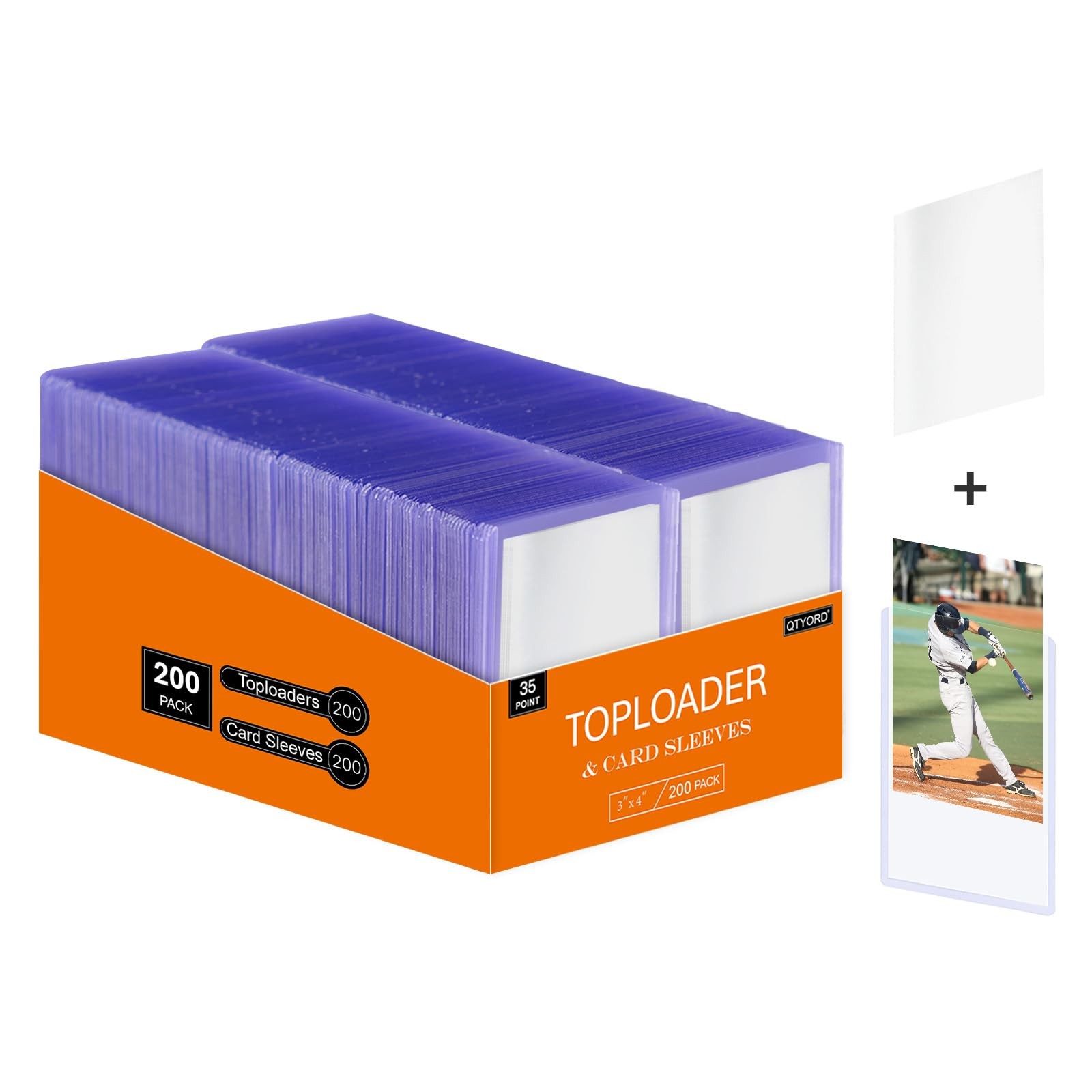 400 Pcs Top Loaders & Penny Sleeves for Sports Trading Cards, 3″x4″ Protection