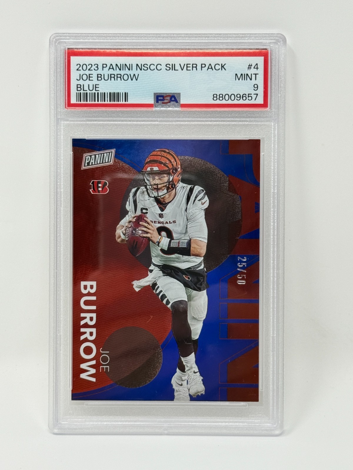 JOE BURROW 2023 Panini NSCC Silver Pack #4 Blue 25/50 PSA 9