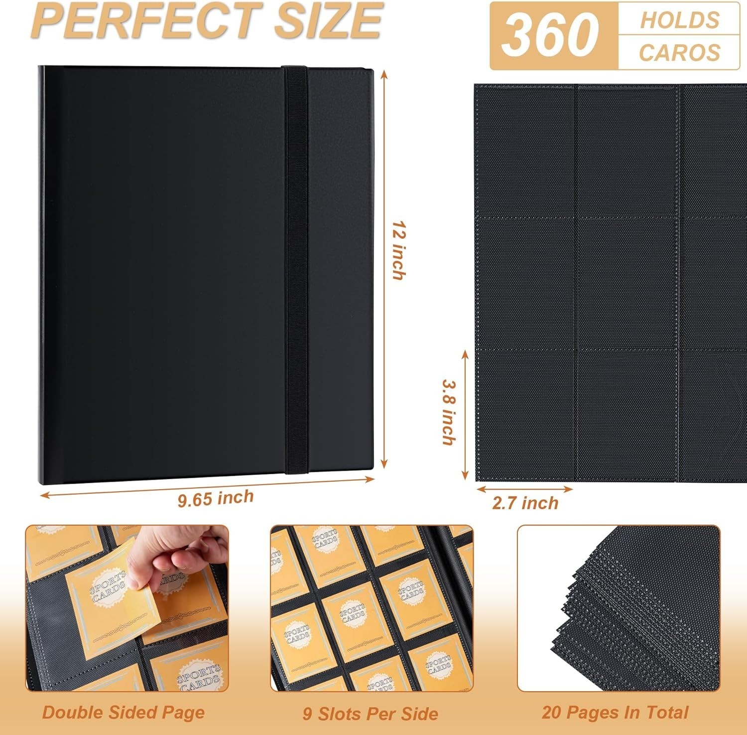 Sideloader Binder Holds 360 Sideloaders 9 Pocket Side Loader Binders with Sleeve