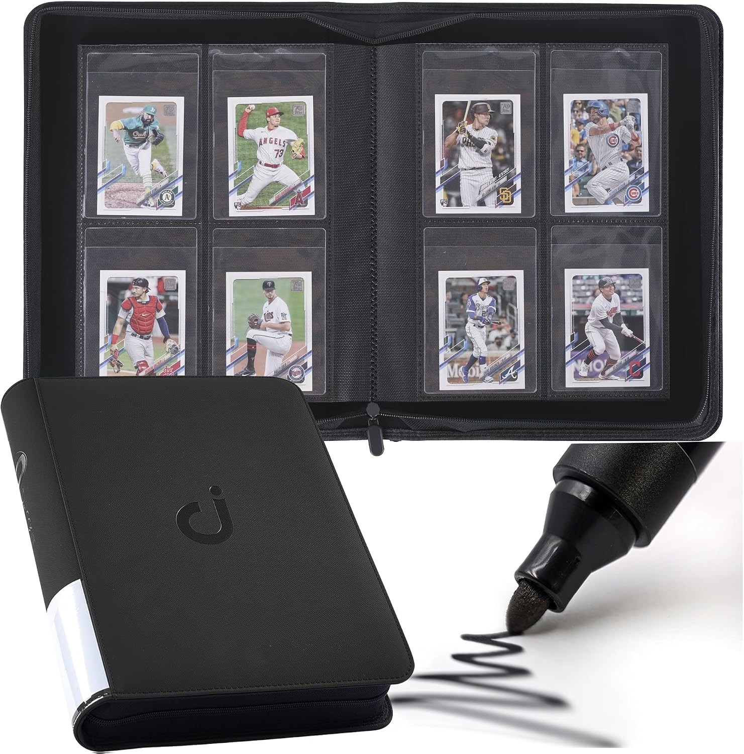 Semi Rigid Card Binder 240 Pocket Trading Sports Card Album Zipper Case Holder