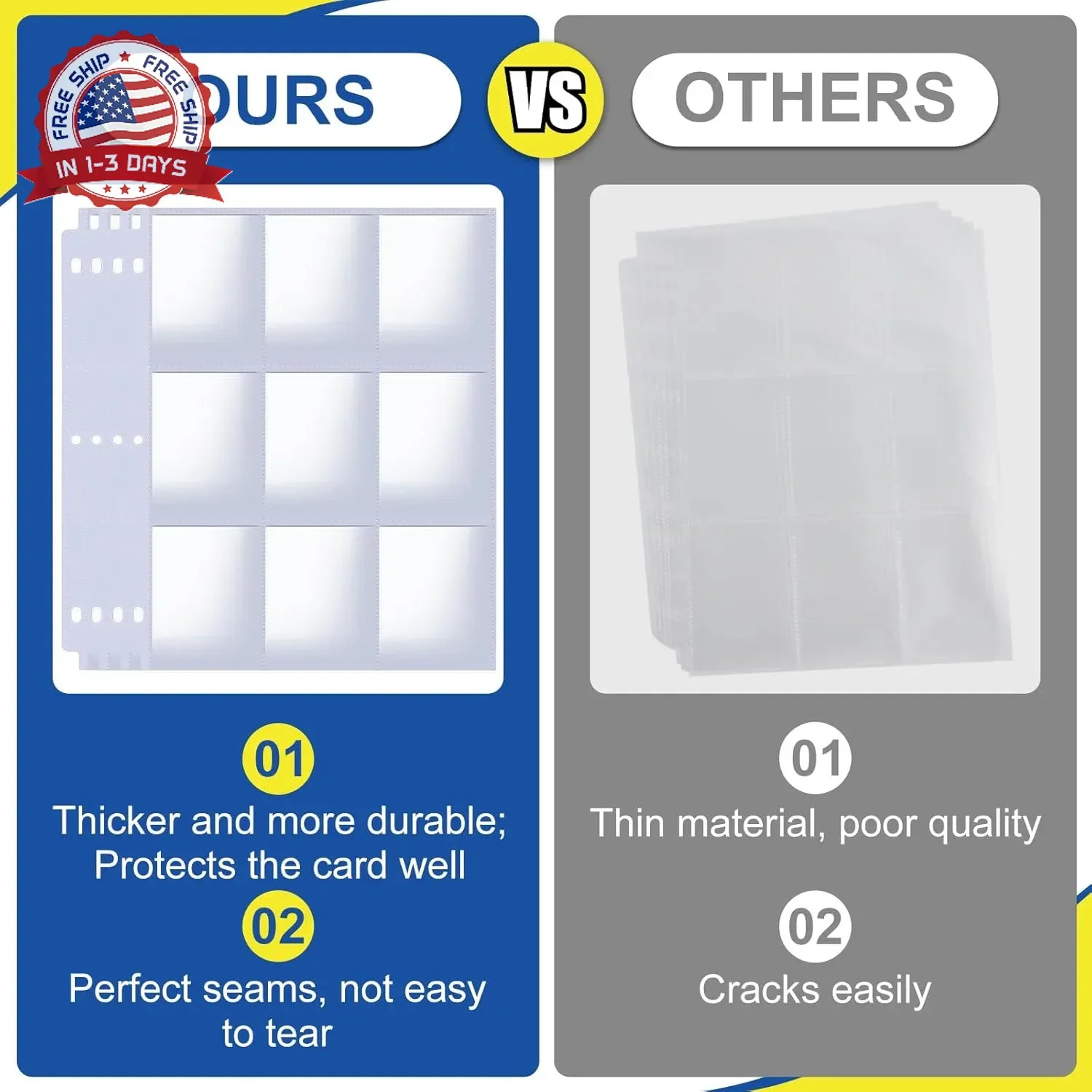 7200 Pockets Card Sleeves Binder Sheets, 9 Pocket Card Sleeves for 3 Ring Binder