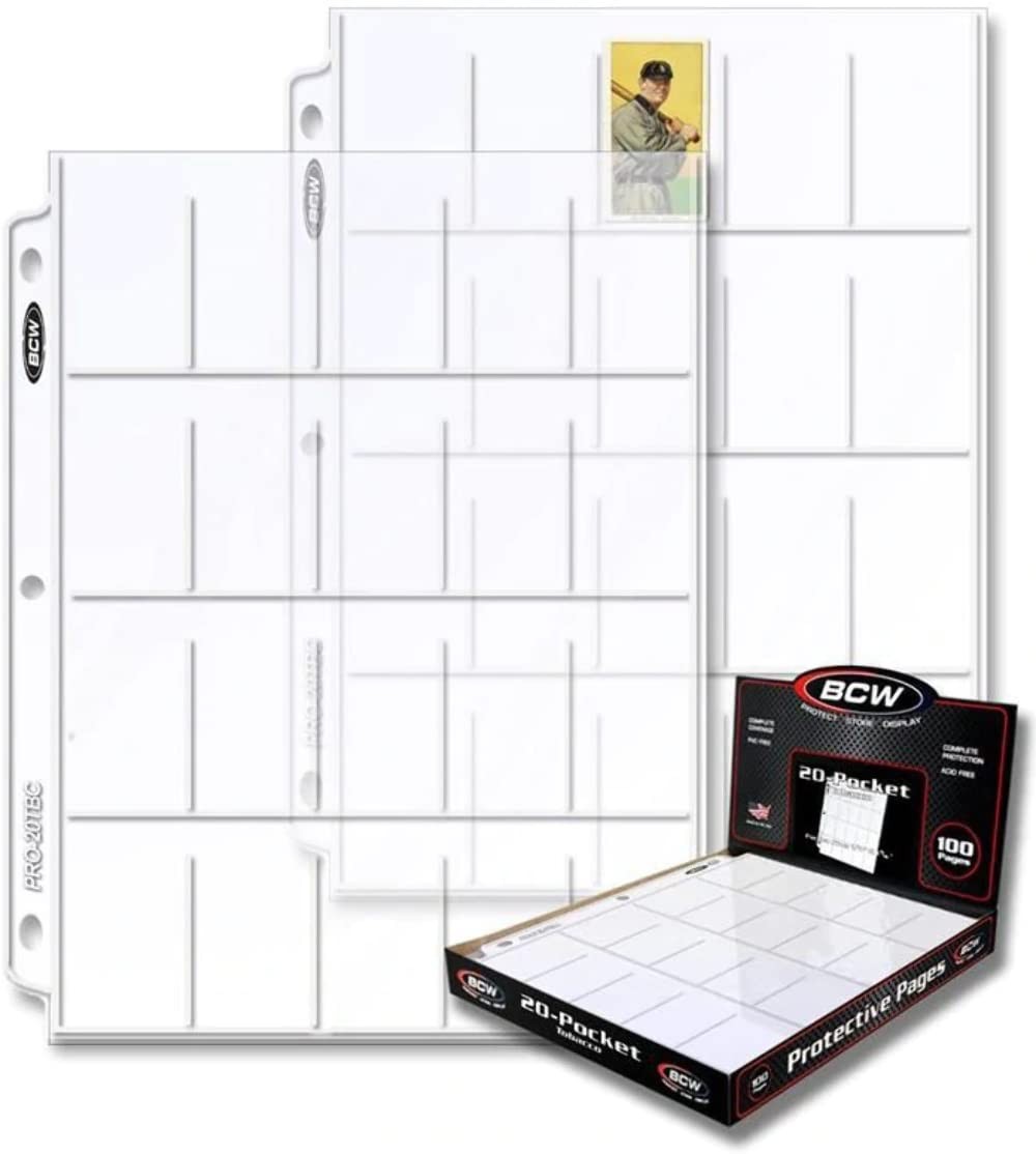 2 pks of 100 (200) BCW T206 Tobacco Card Sized 20-Pocket TopLoad Binder Pages