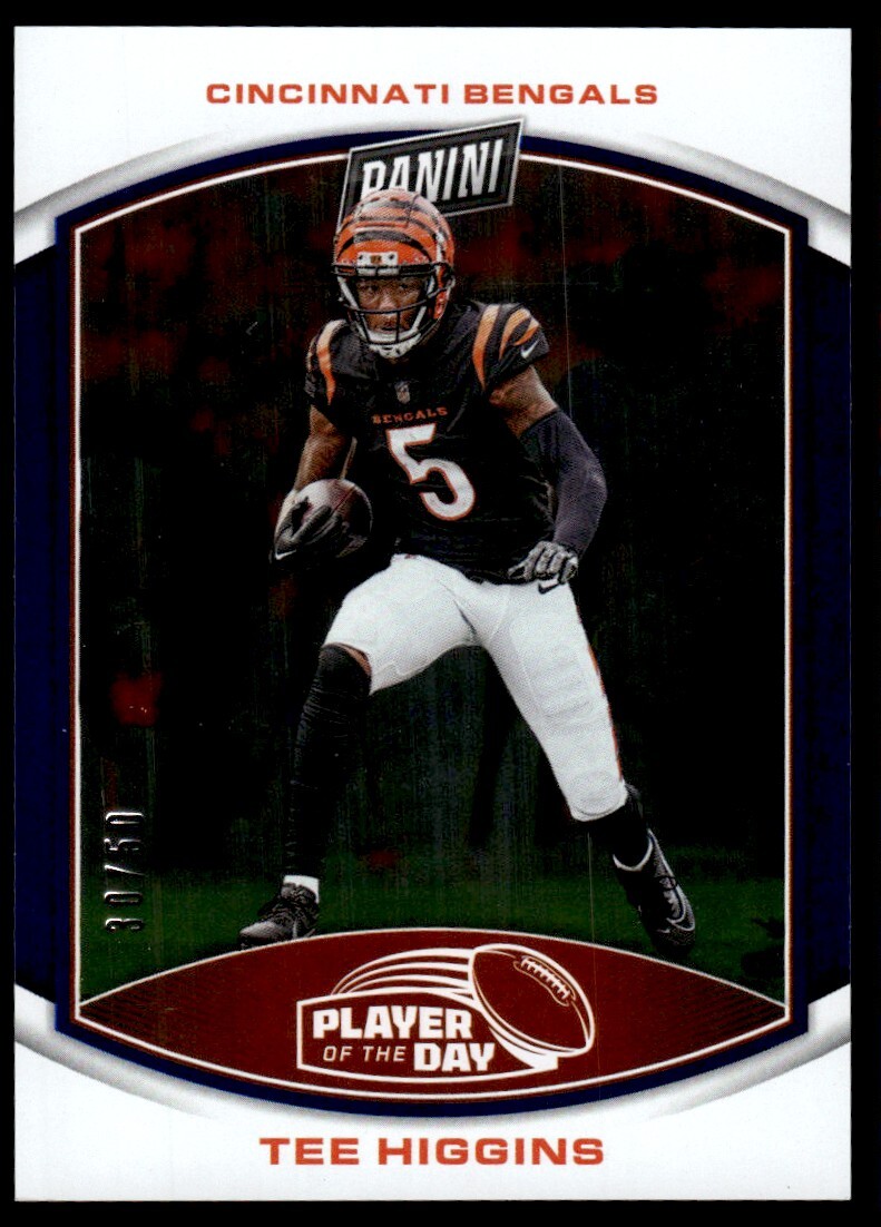 2023 Panini NFL Player of the Day White Holo Tee Higgins 30/50 Cincinnati