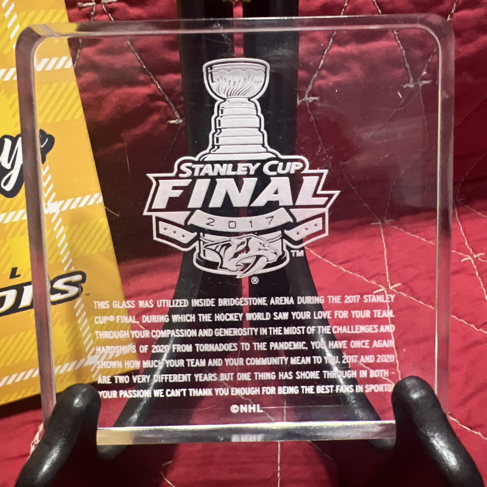*Authentic Game Used Glass Penguins/Predators 2017 Stanley Cup Finals *No Stand