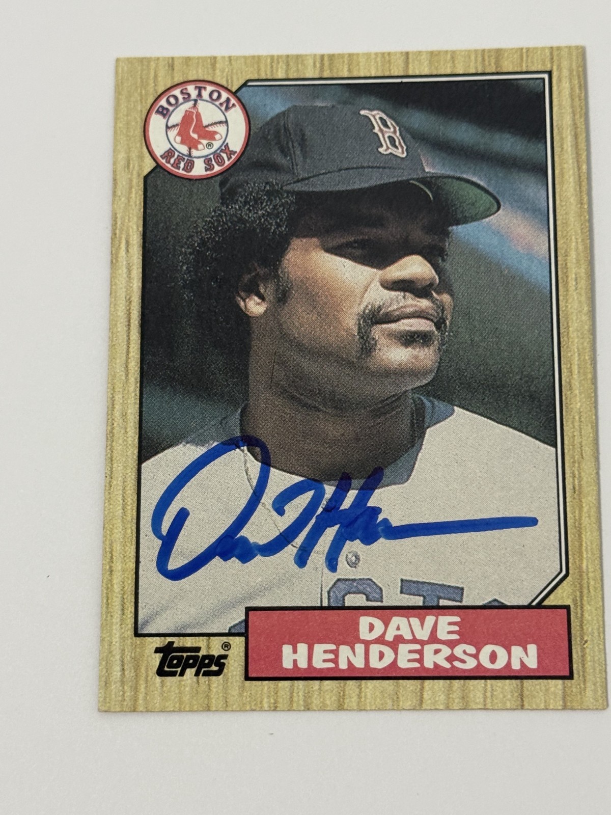 1987 Topps Autographed Vintage Dave Henderson Boston Red Sox Slugger