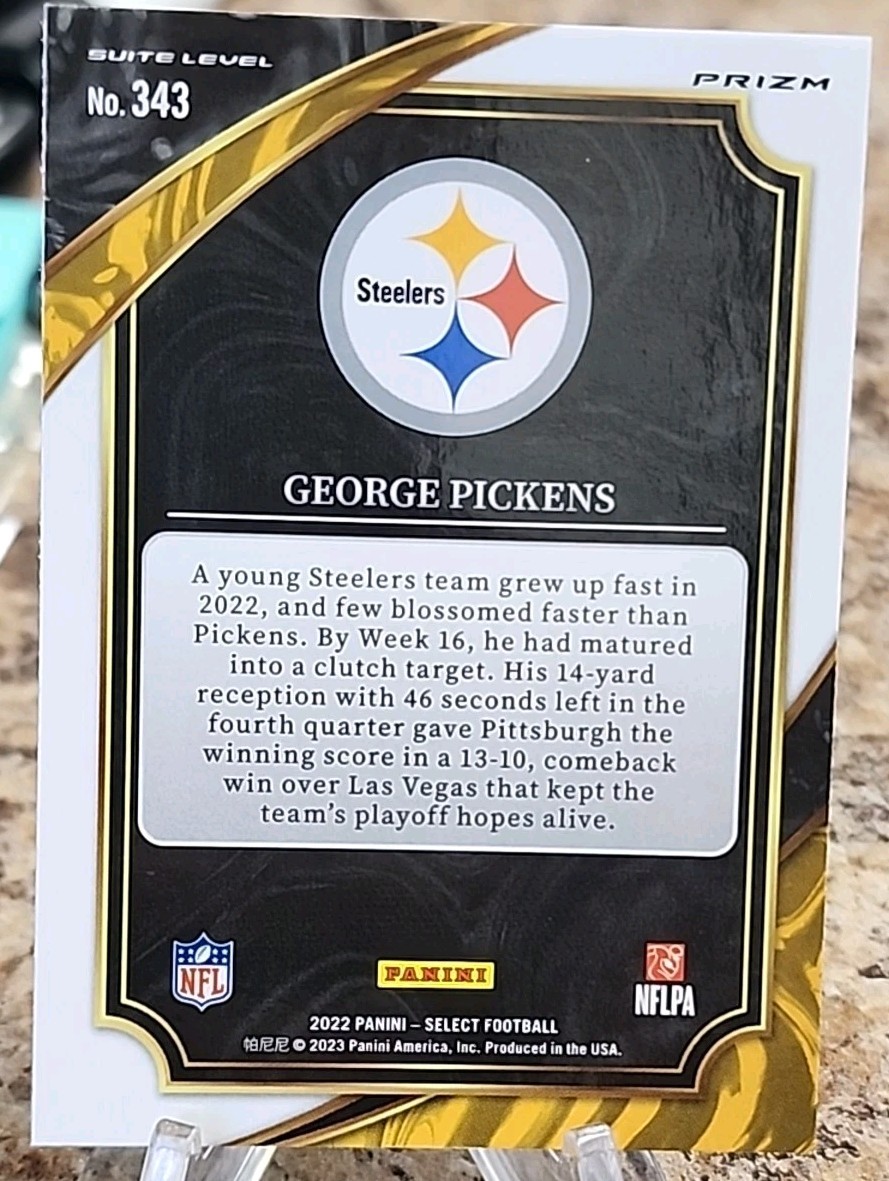 2022 Panini Select – Suite Level George Pickens #343 Cosmic Prizm (RC)