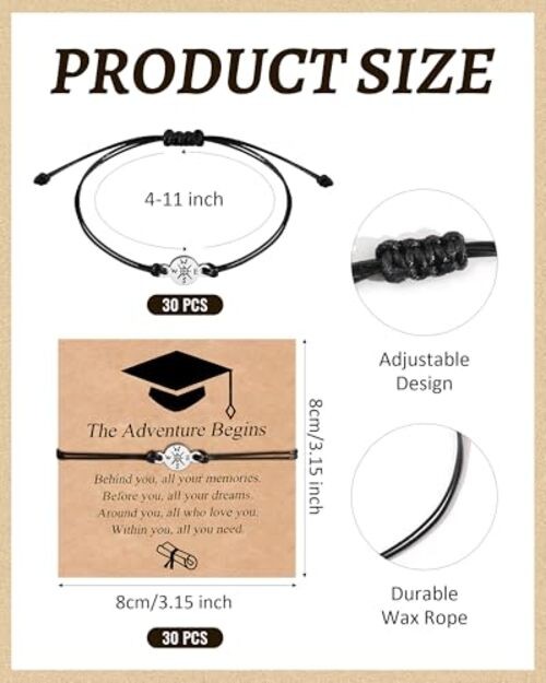 30PCS Graduation Bracelet Bulk Graduation Gifts for Her The Adventure Begins
