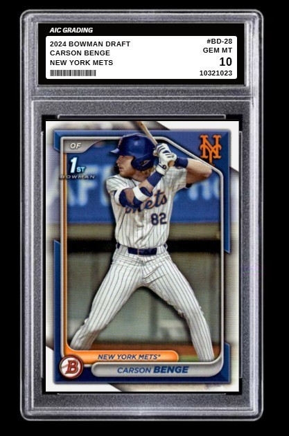 2024 Carson Benge 1st Bowman Draft Rookie Card #BD-28 Mets Gem MINT Graded 10