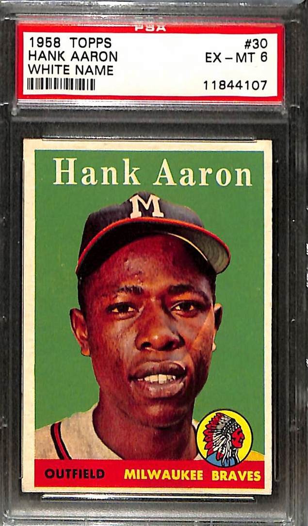 1958 Topps #30 Hank Aaron White Name PSA 6 EX-MT 11844107