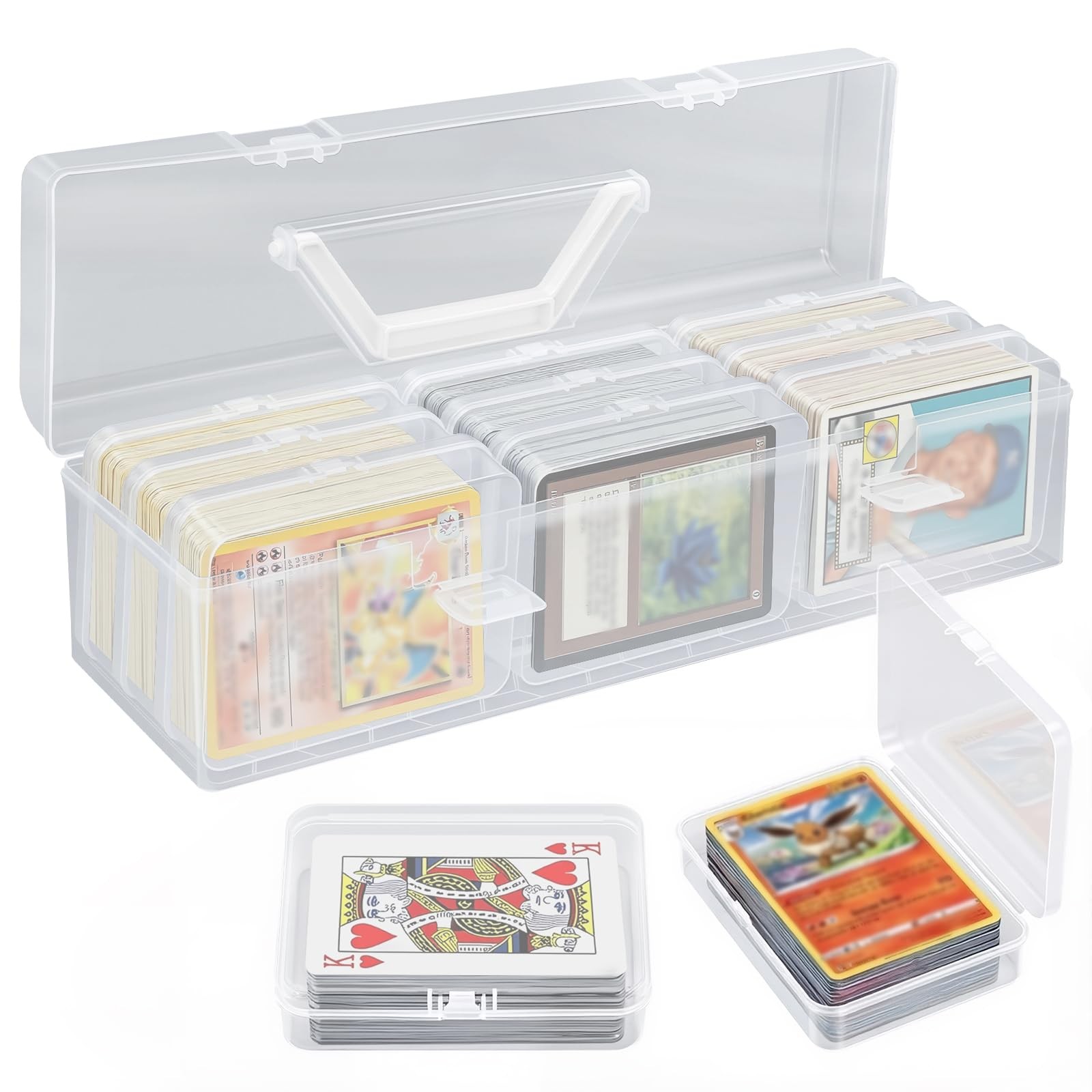 Trading Card Storage Box with 9 Individual Card Cases, Large Capacity Card Ga…
