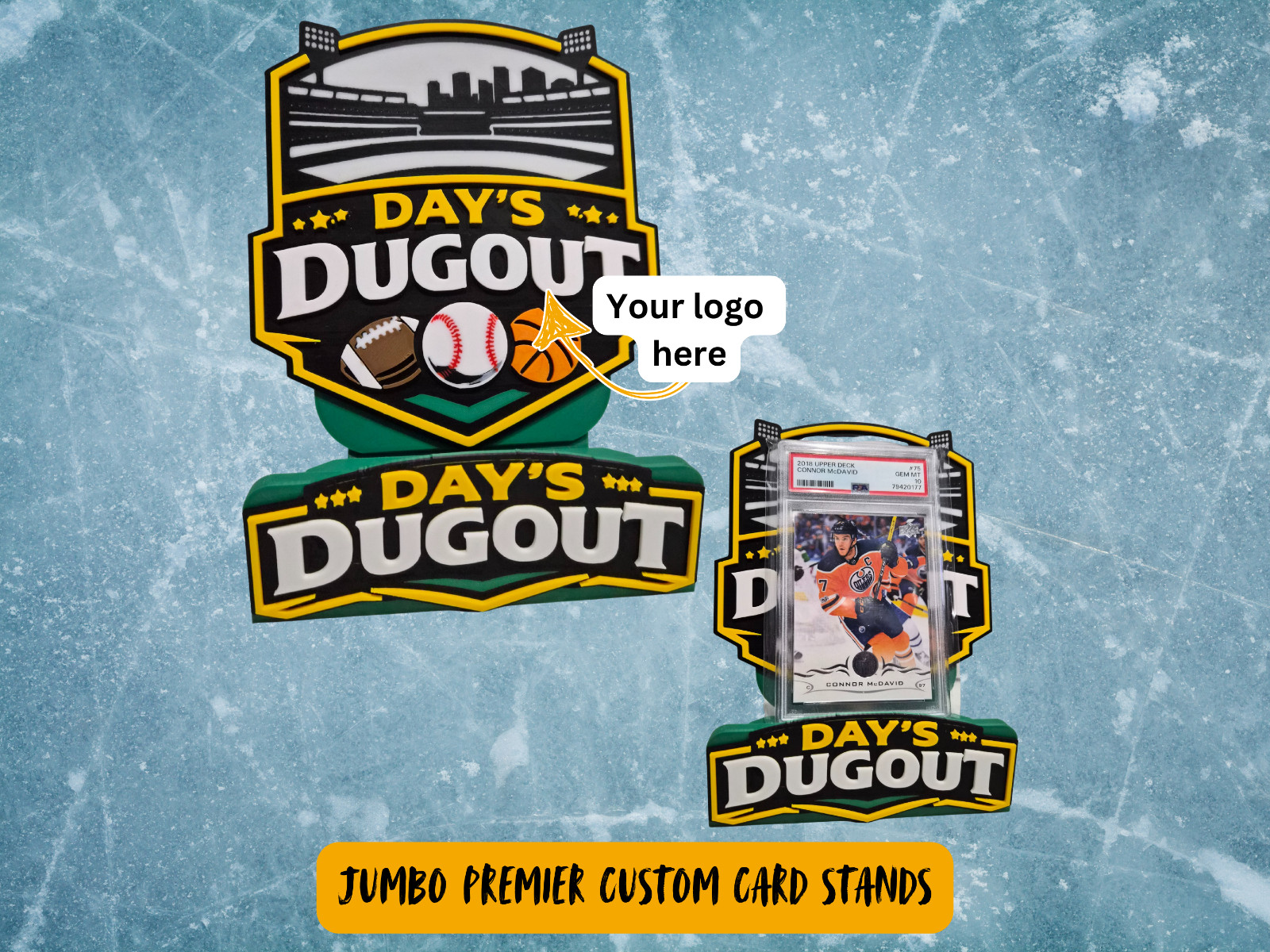 Jumbo Premier Custom Card Stand (add your logo), For Sports Cards, Pokemon