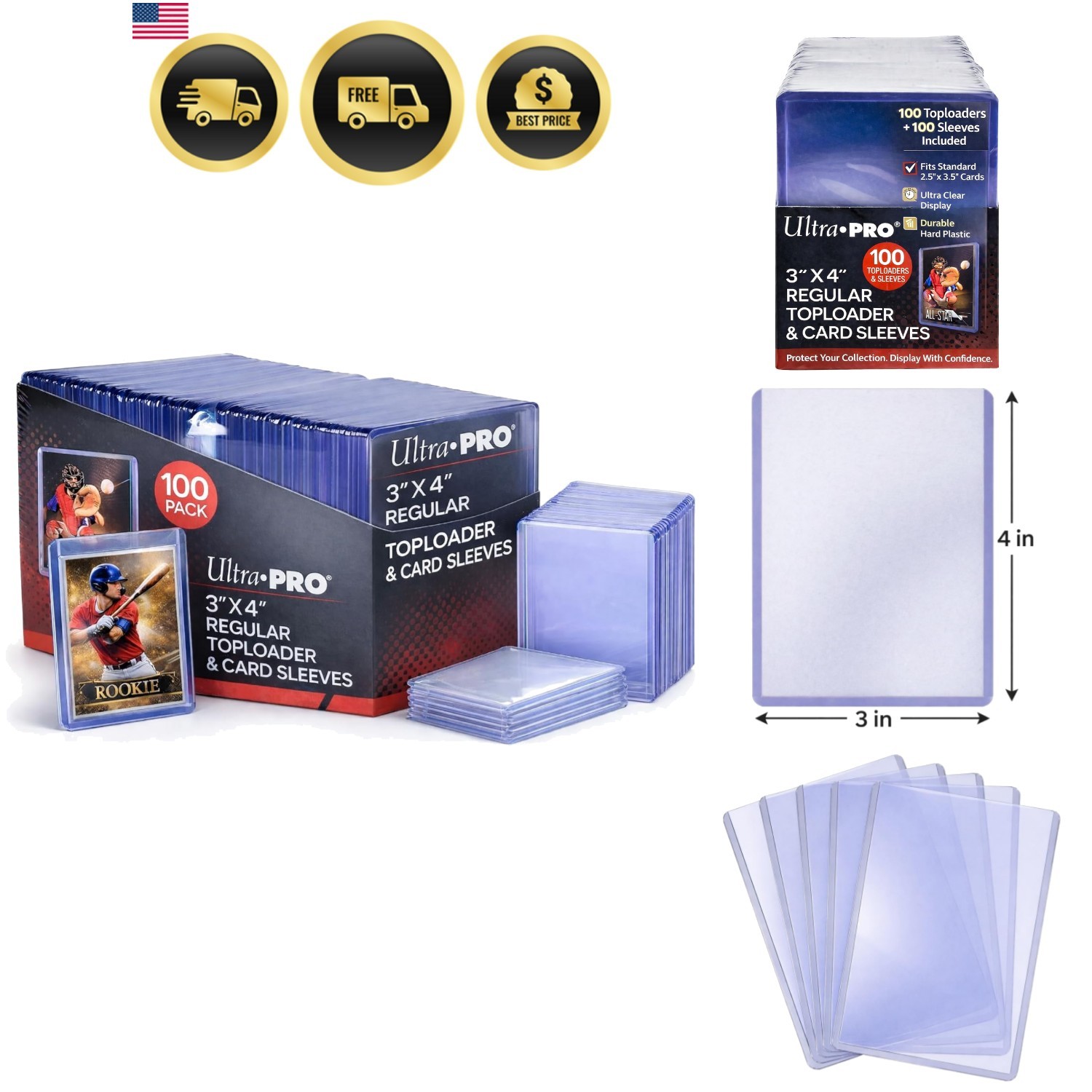 3″ x 4″ Clear Regular TopLoaders For Cards With Card Sleeves Bundle Standard …