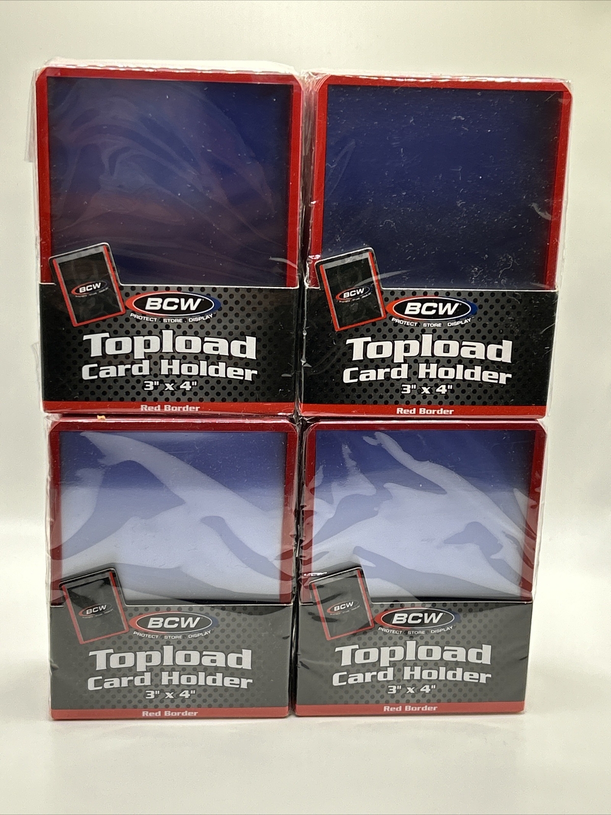 BCW 3X4 RED BORDER Standard Toploaders 35pt 4 Packs of 25, 100 total