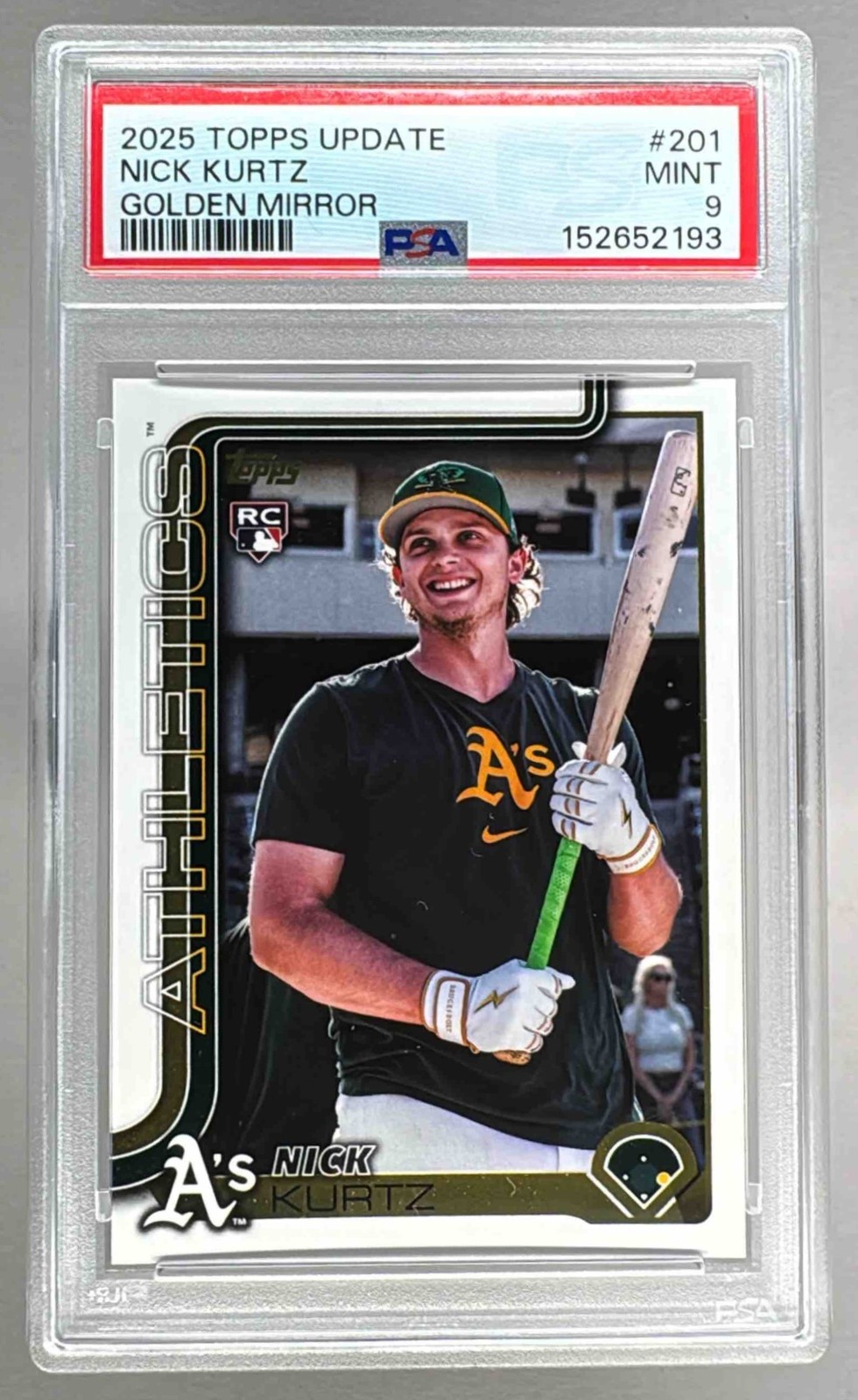 Nick Kurtz 2025 Topps Update #US201 Golden Mirror Image Variation SP RC PSA 9
