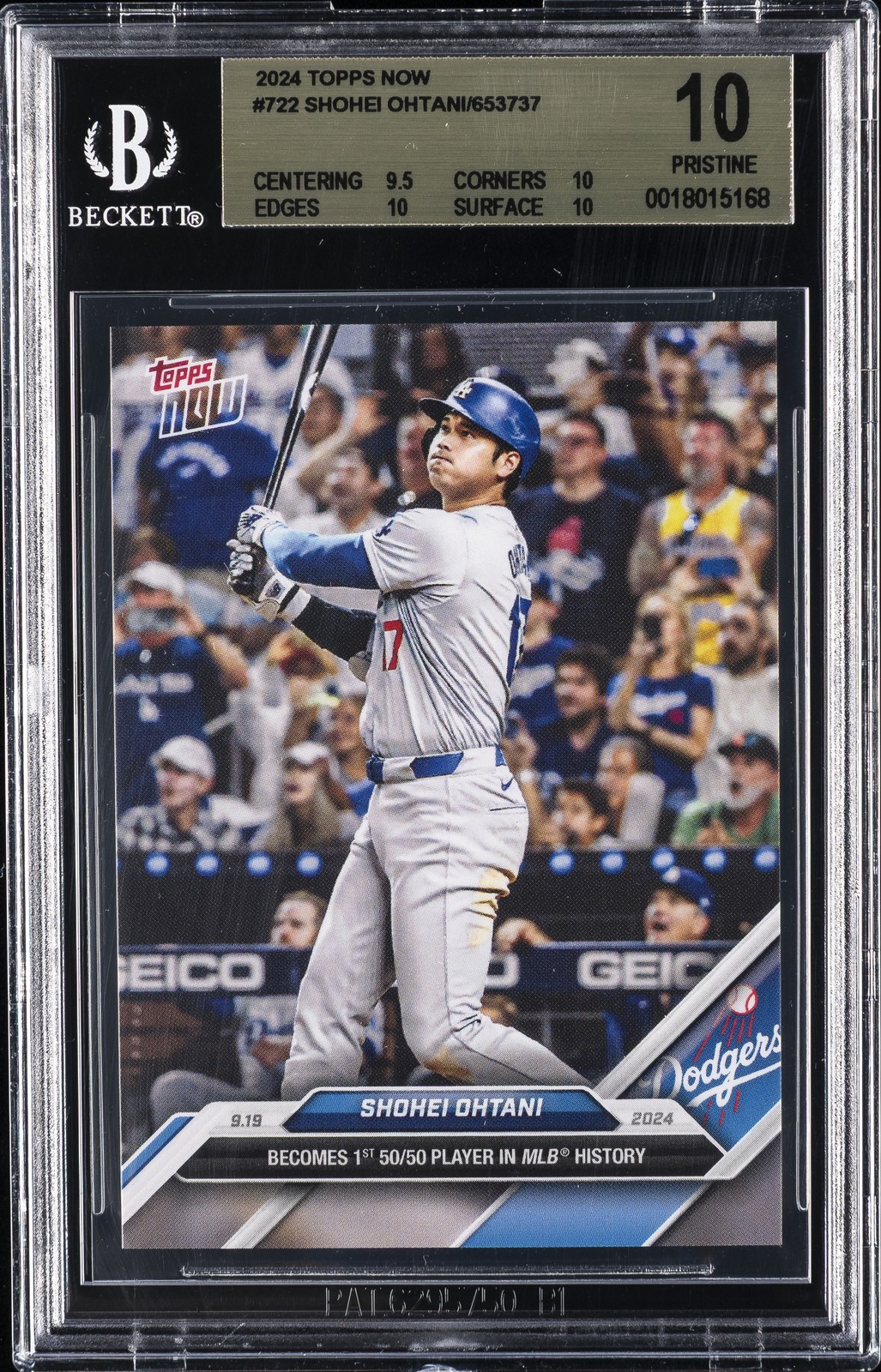 2024 TOPPS NOW #722 SHOHEI OHTANI/653737 SHOHEI OHTANI BGS 10