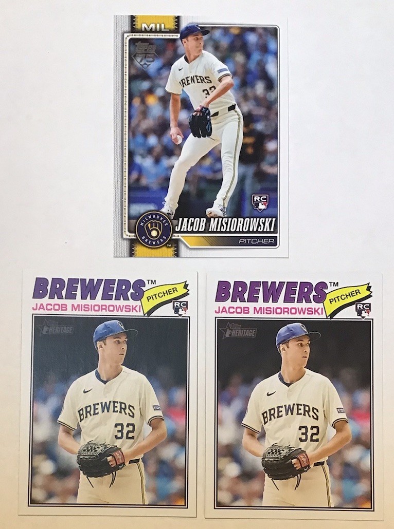 JACOB MISIOROWSKI 2026 RC ROOKIE TOPPS SERIES ONE HERITAGE MILWAUKEE BREWERS LOT