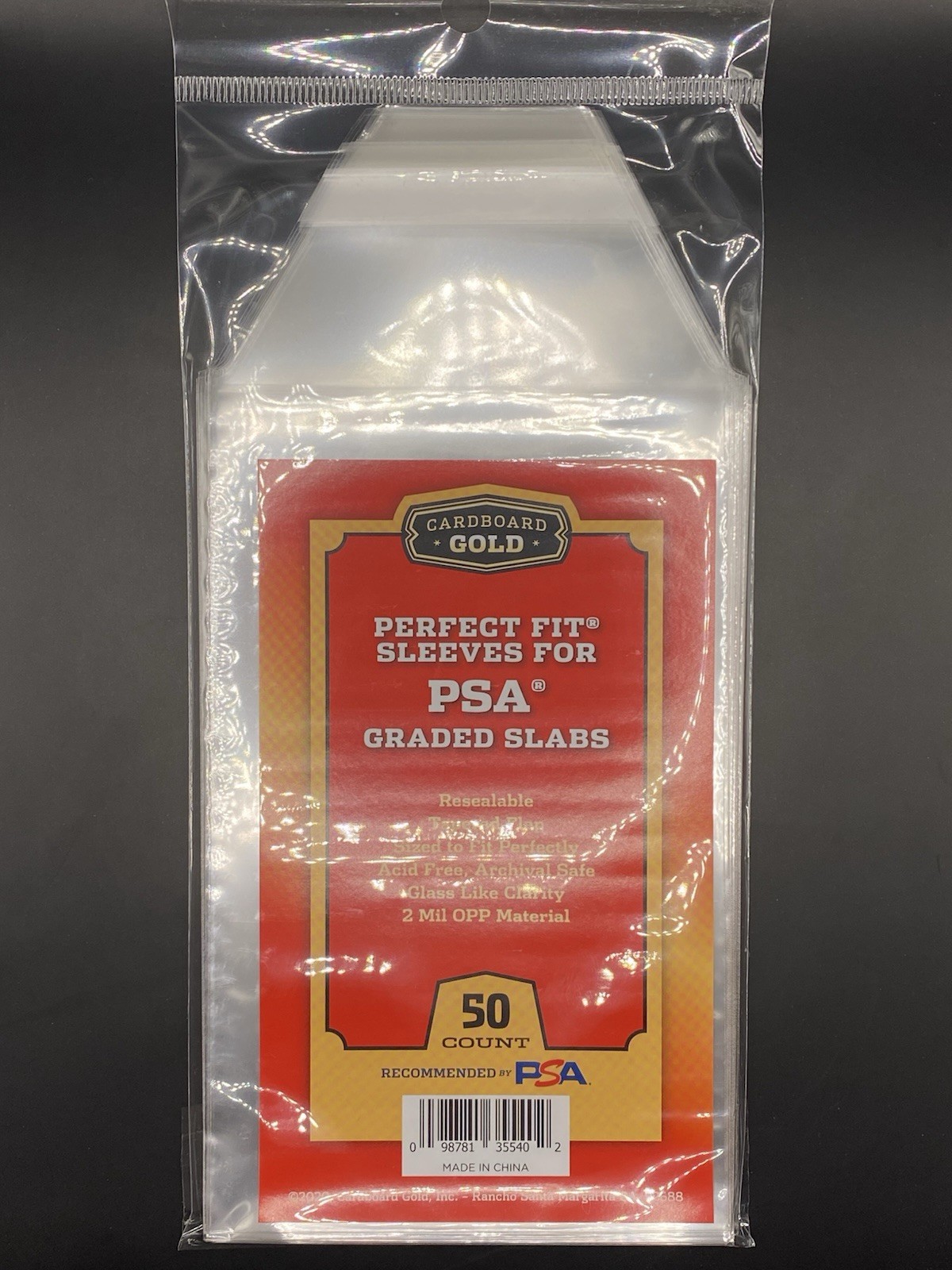 Cardboard Gold PSA Perfect Fit Graded Card Sleeves PSA Logo 100 Count Slab