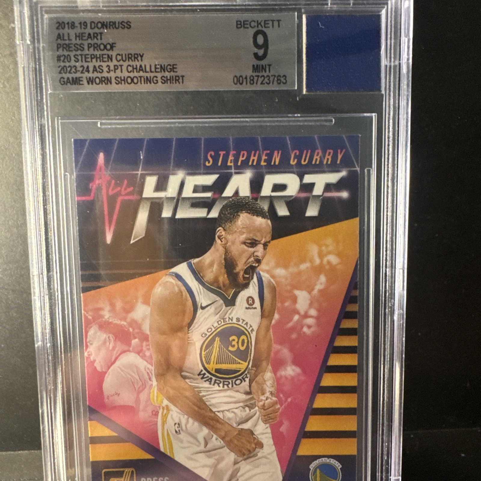 Stephen Curry 23-24 3-pt Challenge Patch 18-19 Panini Optic All Heart Card BGS 9
