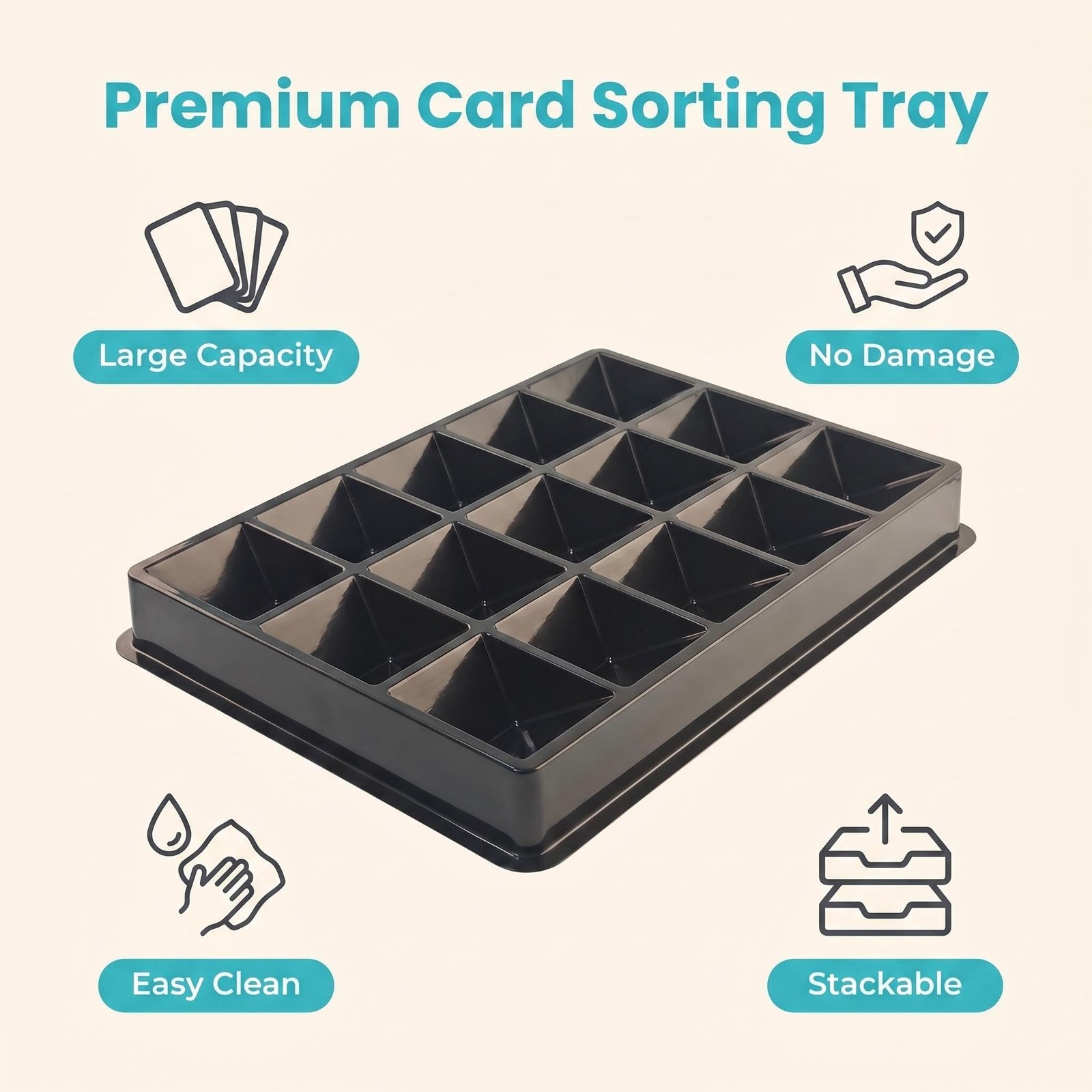 Card Sorting Tray 5ct – 18 Compartment Each, Stackable Trading Card Organizer…