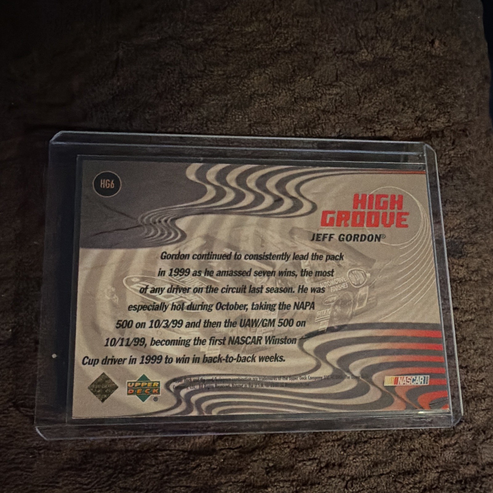 Upper Deck High Groove – Jeff Gordon NASCAR Auto Racing Insert Card #HG6