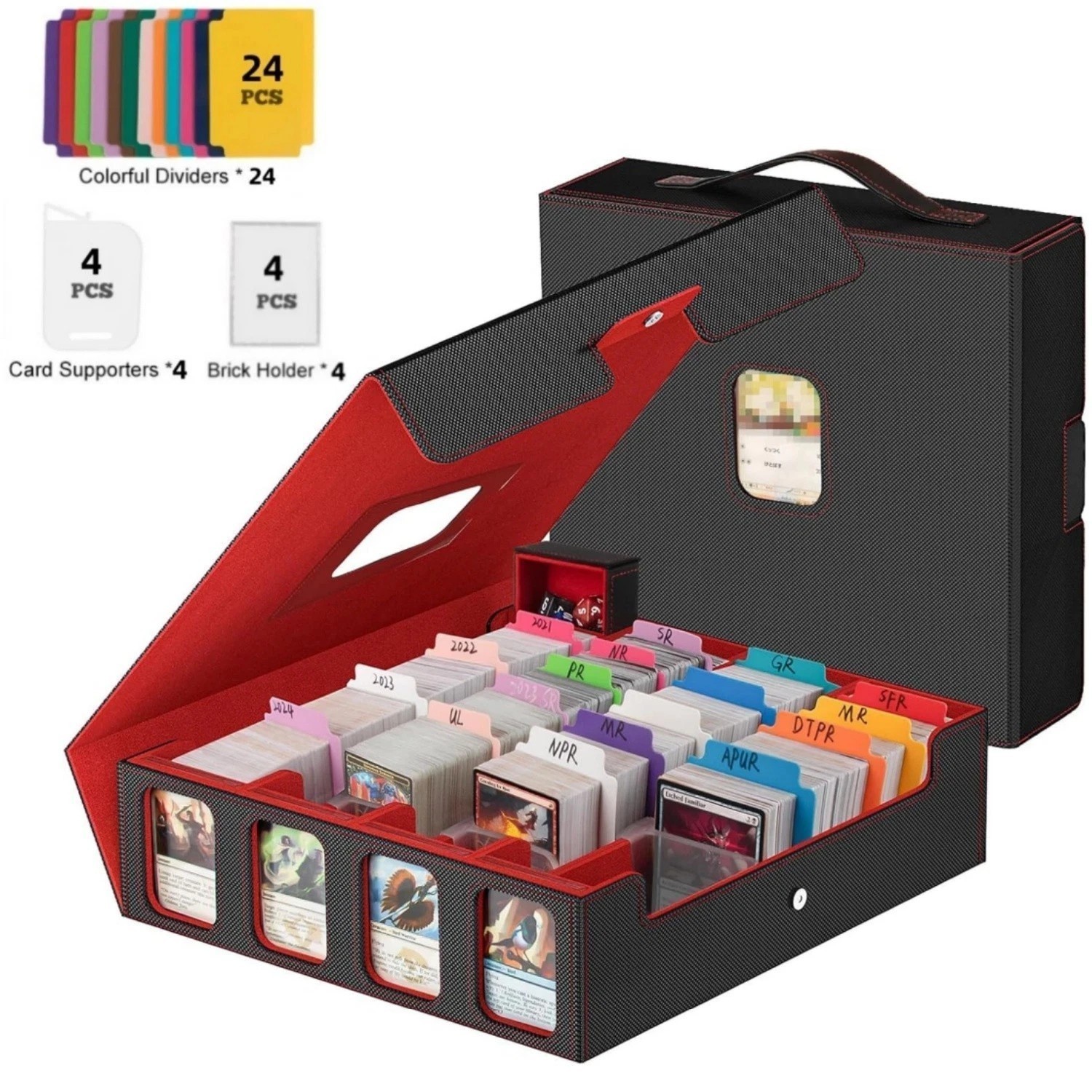 Trading Card Storage Box for 3200+, Leather Storage Box with Strong Closure US