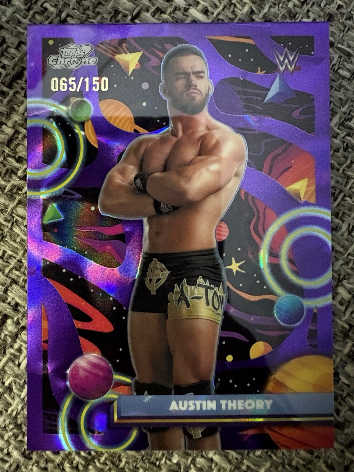 2026 WWE Topps Chrome Cosmic Austin Theory Purple Nebula /150