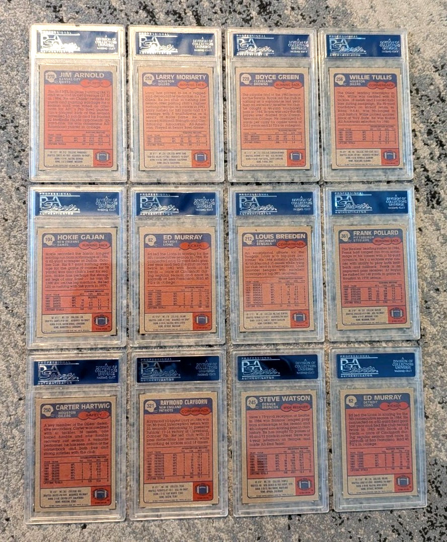Lot of 12 PSA Graded 7 8 1985 Topps Football Cards Arnold Pollard Tullis Watson