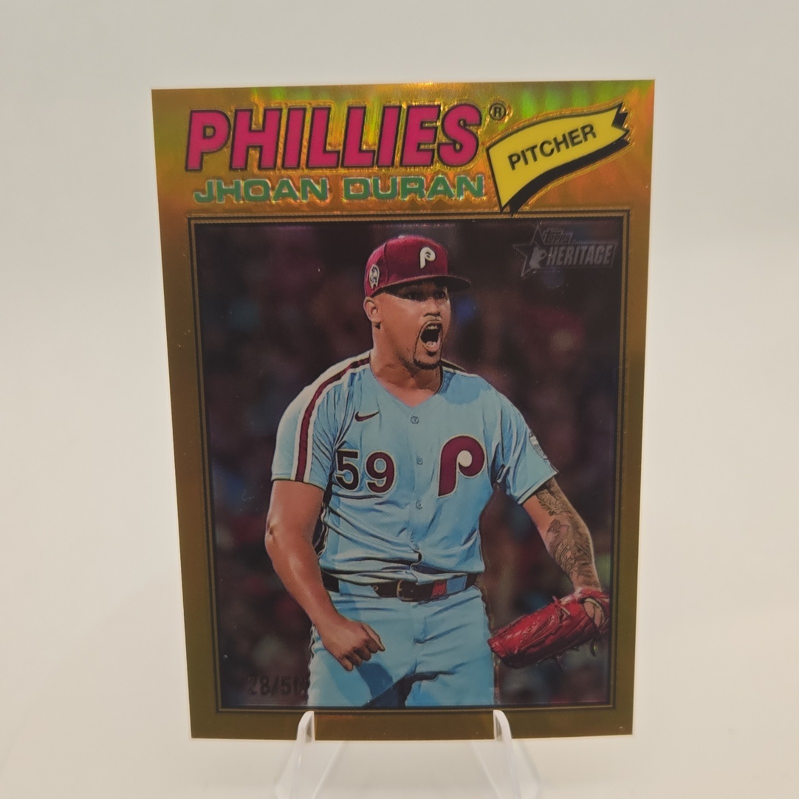 Topps Heritage Jhoan Duran Phillies Gold Border #14/50 Serial Numbered