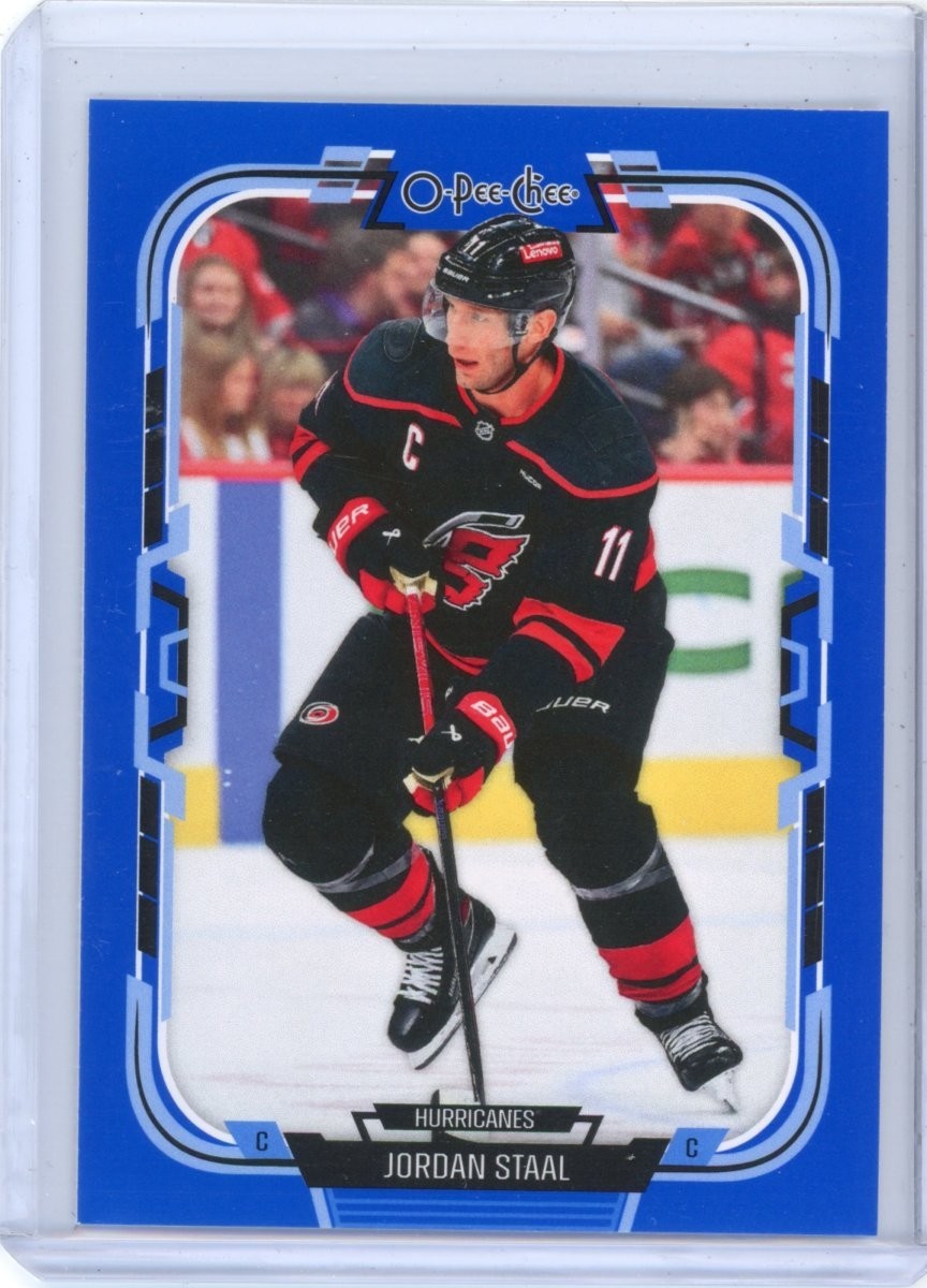 2025-26 O-Pee-Chee Jordan Staal Blue Border OPC – Carolina Hurricanes
