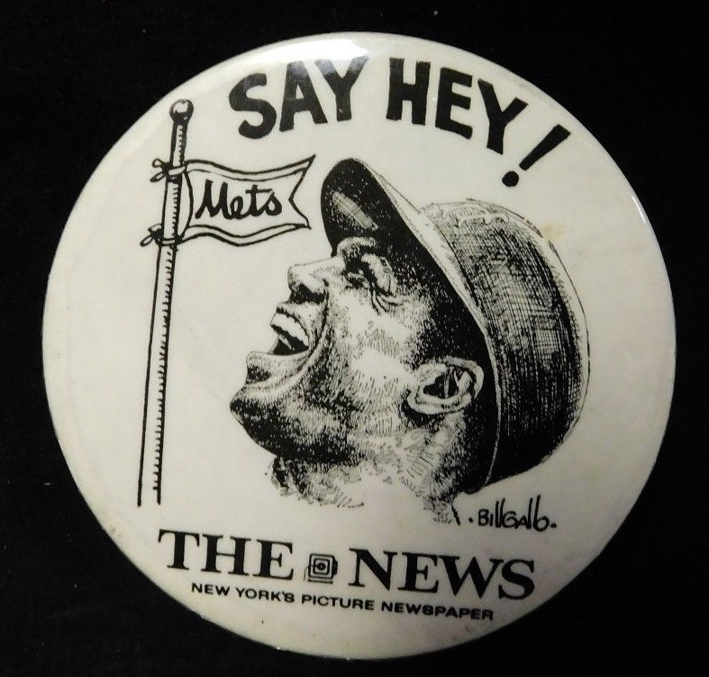 Willie Mays Say Hey! The News New York’s Picture Newspaper Vintage 3′ Button/Pin