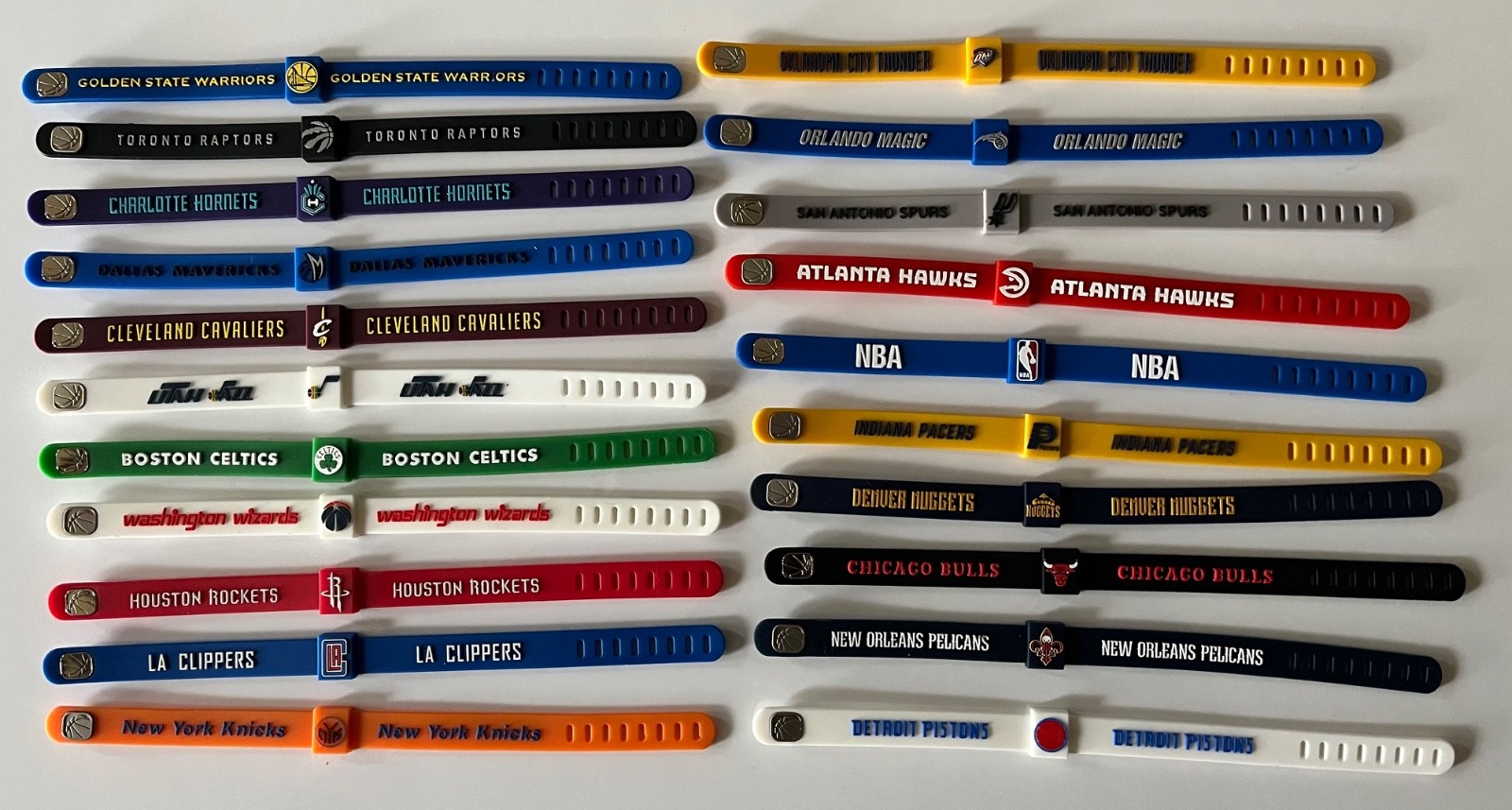 NBA Silicone Wristband Adjustable Clasp Bracelet Cavaliers Warriors Celtics LA