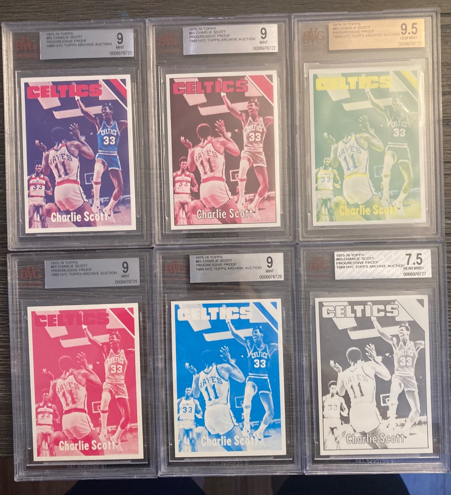 Rare 1975-76 Topps Charlie Scott Progressive Proof Lot of Six From NYC Auction
