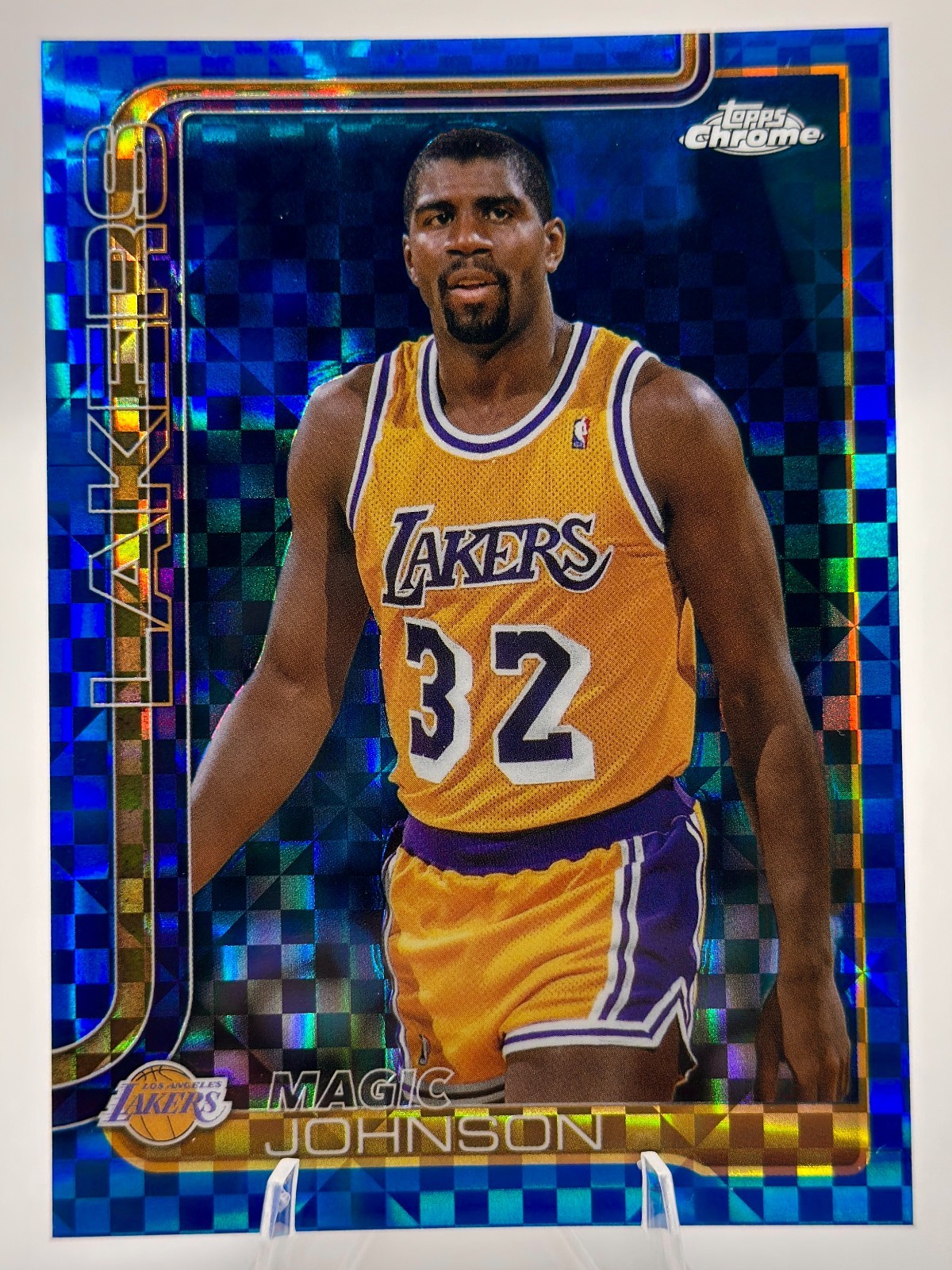 2025-26 Topps Chrome Basketball Magic Johnson Blue X-Fractor #244 Lakers