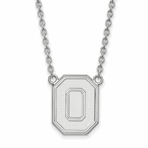 Sterling Silver The Ohio State Letter O Large Pendant 18 inch Necklace