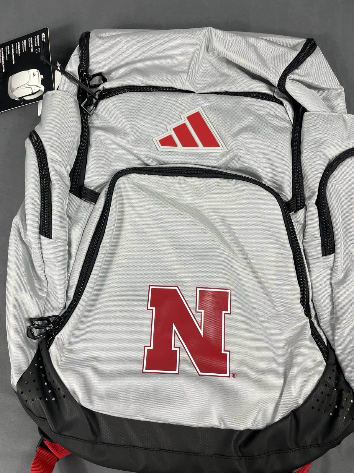 New Adidas 5-Star Team 2 Backpack Gray/Red Nebraska Huskers