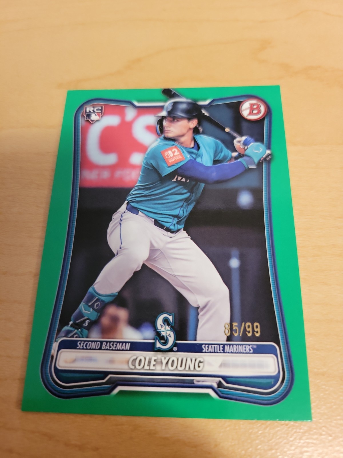 2026 Bowman Green Border – Cole Young #78 (RC) 85/99 Mariners