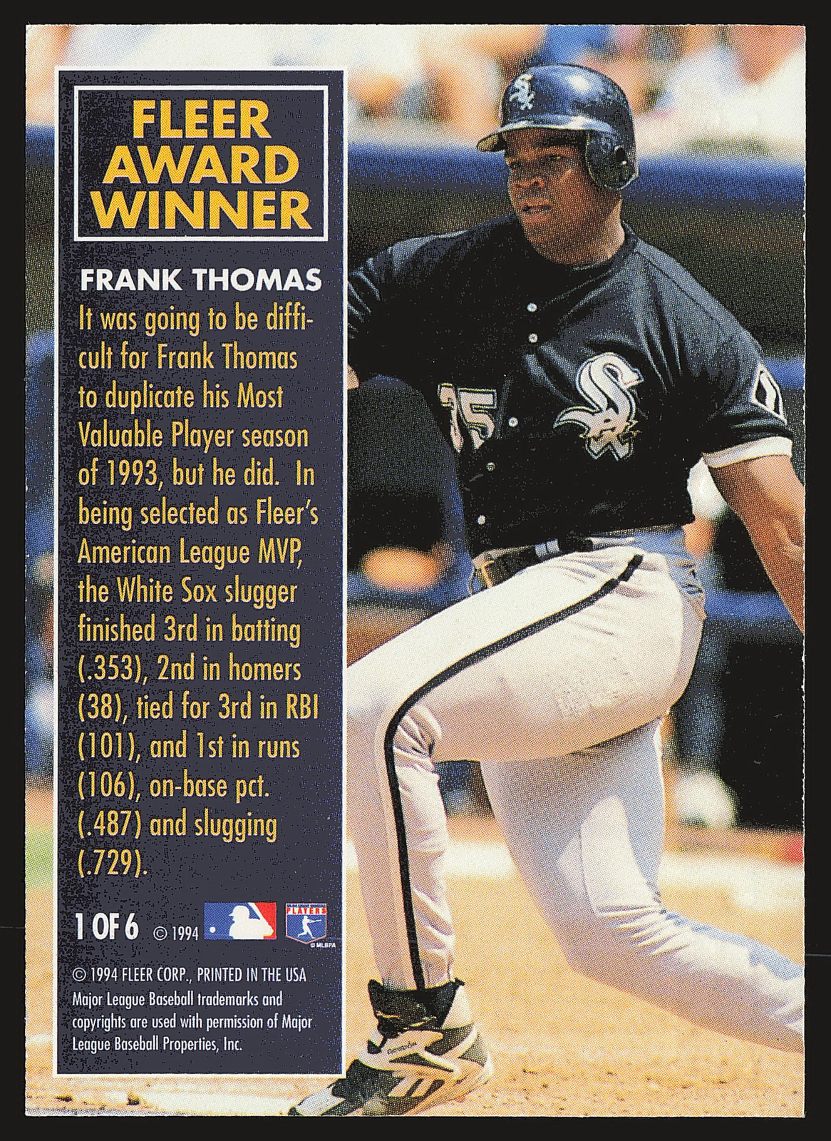 1995 Fleer #1 Frank Thomas Award Winners