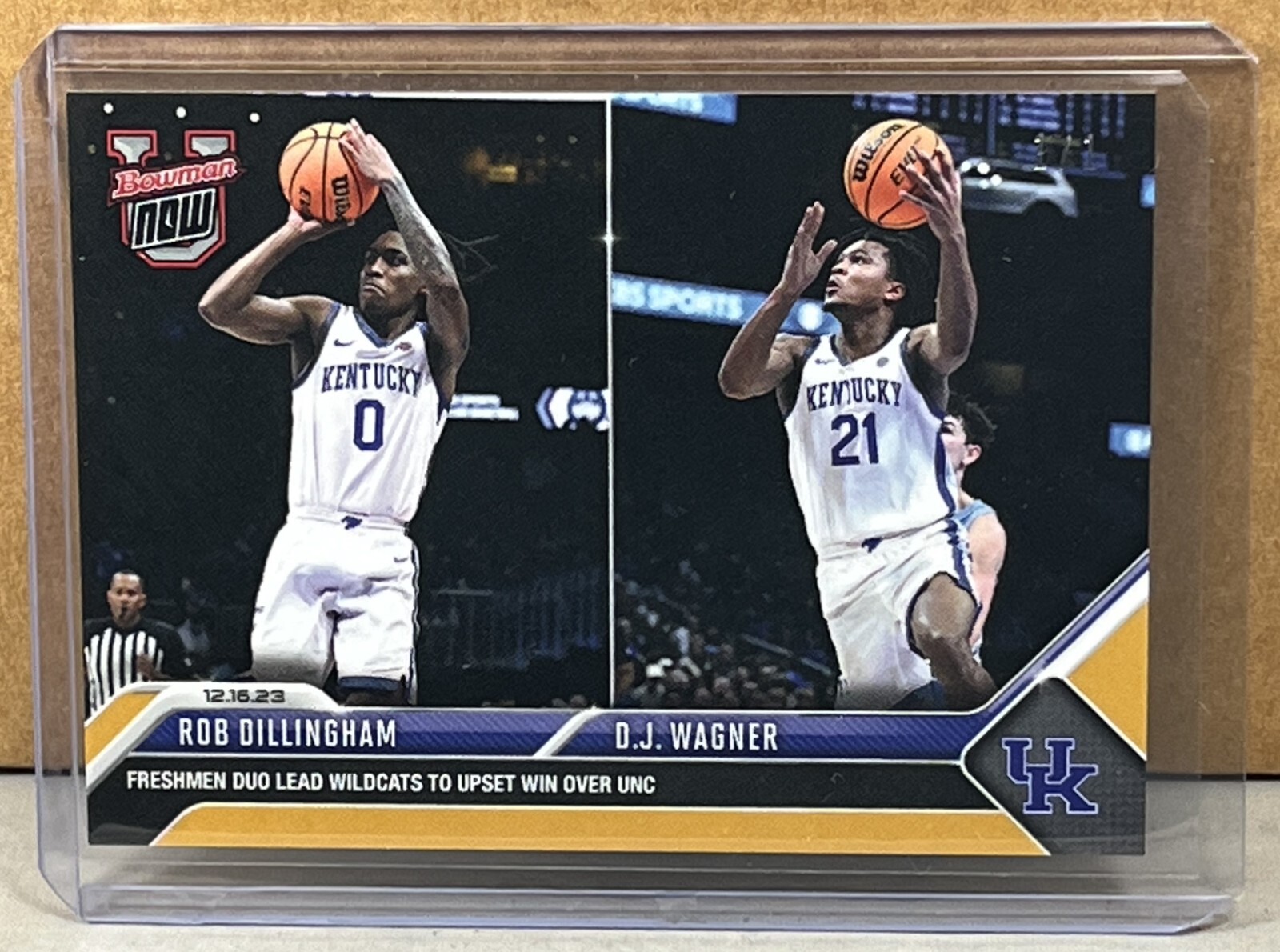 2023 BOWMAN U NOW #21 ROB DILLINGHAM D.J. WAGNER KENTUCKY Gold Parallel 1/1