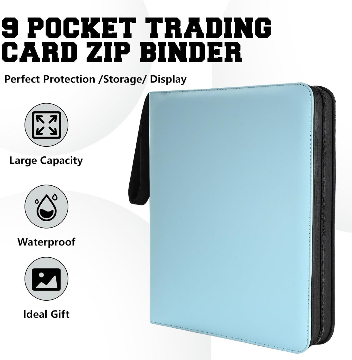 9 Pocket Trading Card Zip Binder – Holds 900 Cards, 50 Pages Large-Capacity,Doub