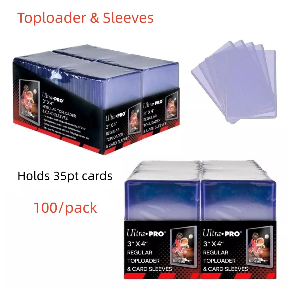 200-2000CT Ultra PRO 3×4 TopLoader & Sleeves For Pokémon 35pt Trading Cards