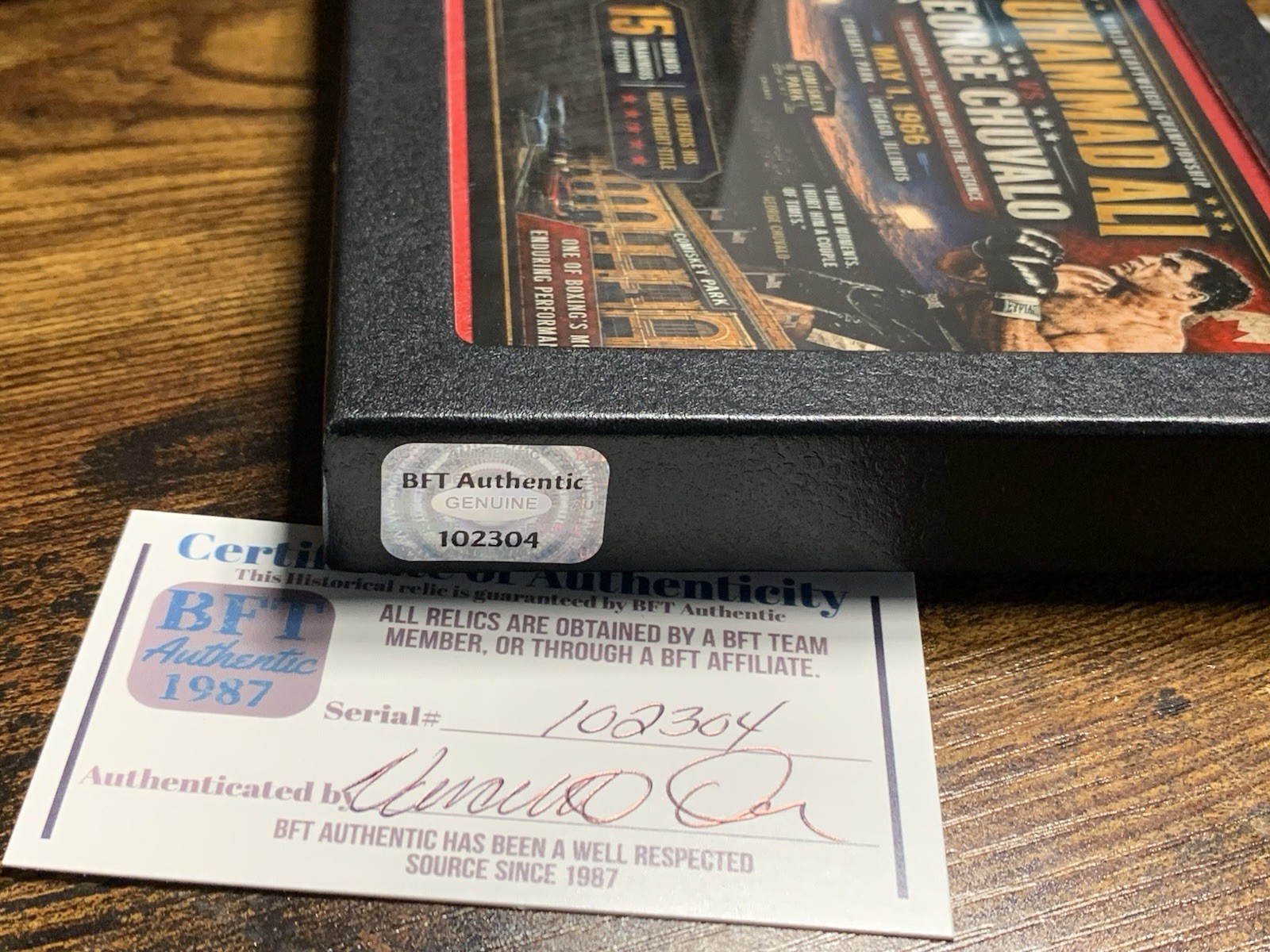 Muhammad Ali vs George Chuvalo Comiskey Park Seat Relic Display BFT Authentic